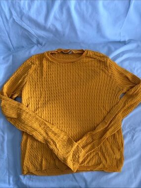 Zara Yellow Cable Knit Crewneck Sweater